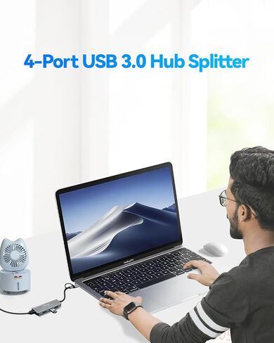 USB hub Splitter for Laptop,USB hub 1to4,USB 3.0 Splitter USB c hub,3.0 HUB Port Expander (USB 3.0 HUB-Silver) in Kuwait
