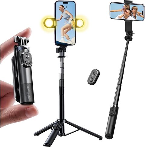 Mini Selfie Stick Tripod, Pocket Flex Tripod i-Phone Android Phone Grip, Portable Small Size Travel Compact Phone Selfie Stick with Remote, Handheld Metal Mount Live Streaming, Video Recording (A07) in Kuwait