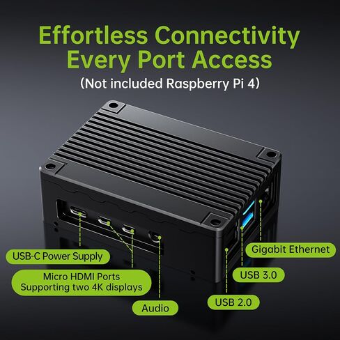 Case for Raspberry Pi 4, Aluminum Alloy Passive Cooling Case for Raspberry Pi 4 Model B 8GB/4GB/2GB/1GB - Efficient Heat Dissipation, Sleek Design, Sandblasted Anodized Finish in Kuwait