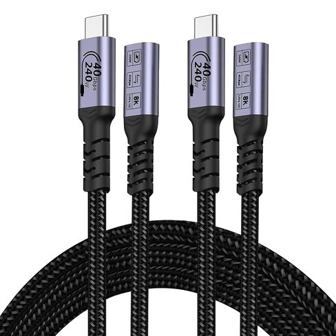 USB C Extension Cable 240W, 1.5FT, 2 Packs, 40Gbps Data, 8K Video in Kuwait