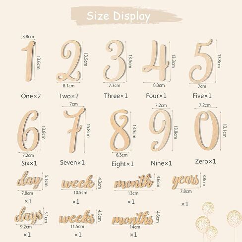 19pcs Baby Milestone Numbers Wooden Milestones Newborn Photography Prop Wooden Milestone Monthly Card in Kuwait