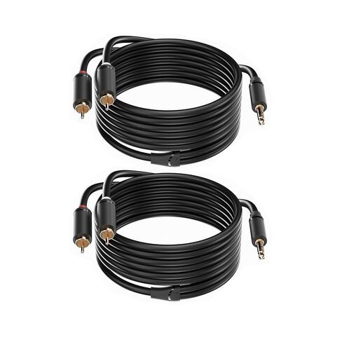 3.5mm Aux to RCA Cable 16 FT, 1 Pack, Black, 1/8 Aux Male to Dual RCA Male Stereo Y Splitter Cord, 24K Gold-Plated, Compatible with Television, PC, Smartphone, Dot, Tablet and Speaker in Kuwait