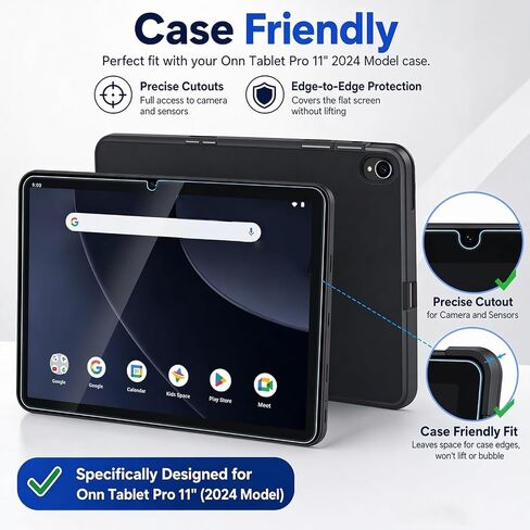 Bighan Screen Protector Compatible with Onn 11" Tablet Pro 2024 Model, Tempered Glass Film Replacement for Onn 11 inch in Kuwait