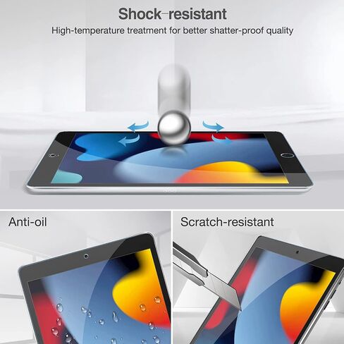 XZC 2 Pack Screen Protector for iPad 9th 8th 7th Generation 10.2 Inch, Tempered Glass Film for iPad 9 8 7 (2021/2020/2019), Case Friendly, Apple Pencil Compatible, High Response in Kuwait
