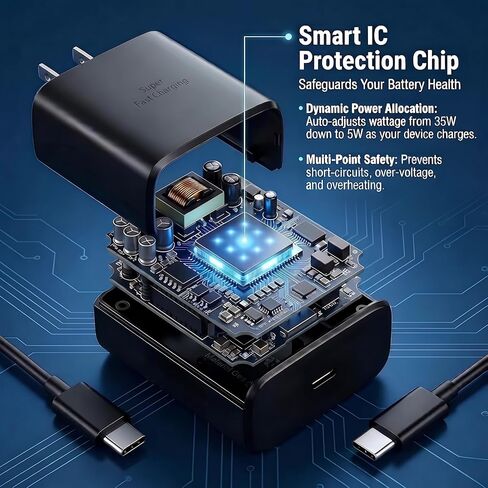 TT&C 35W Super Fast Charger with 10FT Cable for Samsung Galaxy S26, S25 in Kuwait