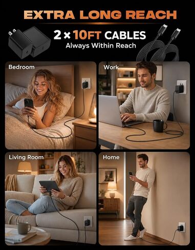 2 Pack Super Fast Charger for Samsung S26 Ultra PPS PD 3.0 with 10FT Cables in Kuwait