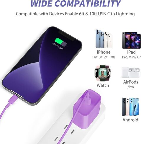 iPhone Charger Fast Charging,[MFi Certified] 2Pack 20W Type C Fast Charger Block with [10FT&6FT] USB C to Lightning Cable Compatible for iPhone 14/13/12/11 Pro Max/Xs Max/XR/X,iPad in Kuwait