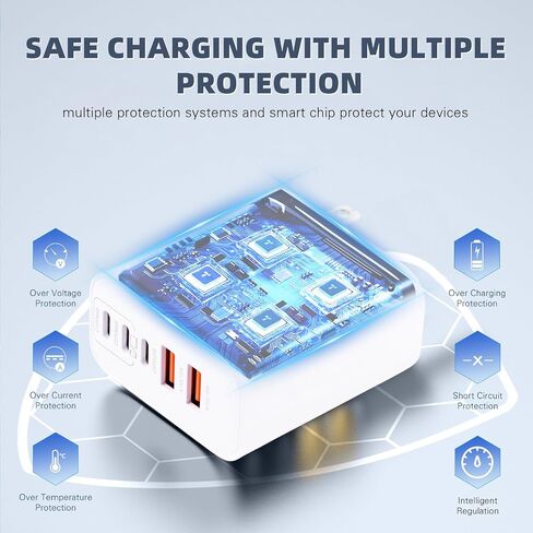 Super Fast USB C Charger Block,100W 5-Port USB C Phone Charger Power Adapter Plug,2Pack Multiport Type C Wall Charger Cubes for iPhone 17 Pro Max/17 Pro/17 Air,16 Pro/16e/15 Plus,MacBook,Android Phone in Kuwait