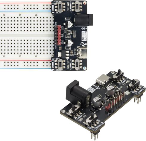 2-Pack Breadboard Power Supply Module, 2-Channel 3.3V 5V Switchable Regulated Power Supply Board with Type-C USB and DC 6-12V Jack, for Breadboard Arduino ESP32 Raspberry Pi in Saudi Arabia