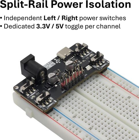2-Pack Breadboard Power Supply Module, 2-Channel 3.3V 5V Switchable Regulated Power Supply Board with Type-C USB and DC 6-12V Jack, for Breadboard Arduino ESP32 Raspberry Pi in Saudi Arabia
