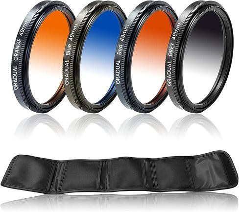 67mm Slim Gradual Color Filter Kit, Professional 4-Piece Red Orange Blue Grey Gradient Lens Filter Includes Foldable Protective Pouch for Outdoor Photography in Saudi Arabia