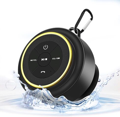 Bluetooth Shower Speaker, Portable Bluetooth Speakers with Suction Cup, IP67 Waterproof Speaker with LED Light, Wireless, Floating, for Camping Beach Travel, Gift for Men, Women in Kuwait