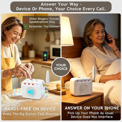 Cell Phone Ringer Amplifier for Hard of Hearing, 120dB Loud Ringtone & 4 LED Flash, Answer on Device or Phone, Missed Call Reminder, Auto Reconnect - Works with iPhone Android iPad in Kuwait