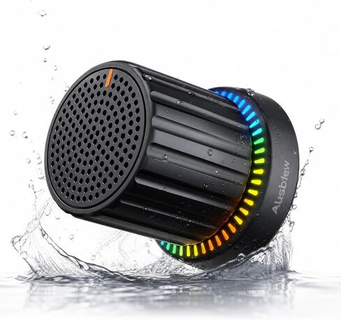 Magnetic Shower Speaker with Rotary Knob, IPX5 Waterproof Bluetooth Speaker with Suction Cup & 2 Magnetic Plates, RGB Lights, Portable Bathroom Speaker for Shower, Kitchen, Pool & Outdoor in Kuwait