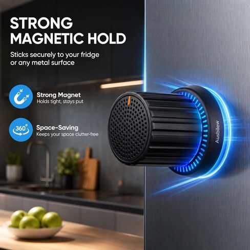 Magnetic Shower Speaker with Rotary Knob, IPX5 Waterproof Bluetooth Speaker with Suction Cup & 2 Magnetic Plates, RGB Lights, Portable Bathroom Speaker for Shower, Kitchen, Pool & Outdoor in Kuwait
