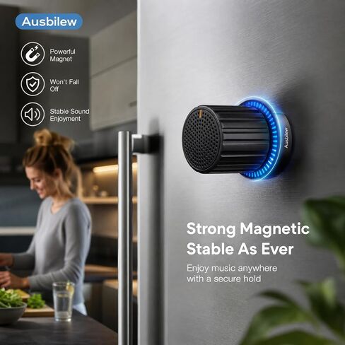Magnetic Shower Speaker with Rotary Knob, IPX5 Waterproof Bluetooth Speaker with Suction Cup & 2 Magnetic Plates, RGB Lights, Portable Bathroom Speaker for Shower, Kitchen, Pool & Outdoor in Kuwait