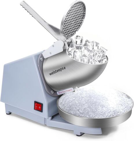 Electric Snow Cone Machine & Shaved Ice Maker, Stainless Steel Ice Crusher with Ice Pick and Tray, Powerful Motor and Sharp Blades for Fast Ice Shaving, for Home, Parties and Events in Kuwait