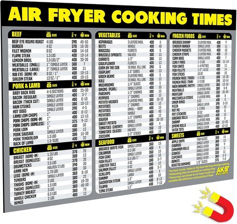 Air Fryer Cheat Sheet Magnet, Cooking Times & Temperature Guide 2026 (Red) in Kuwait