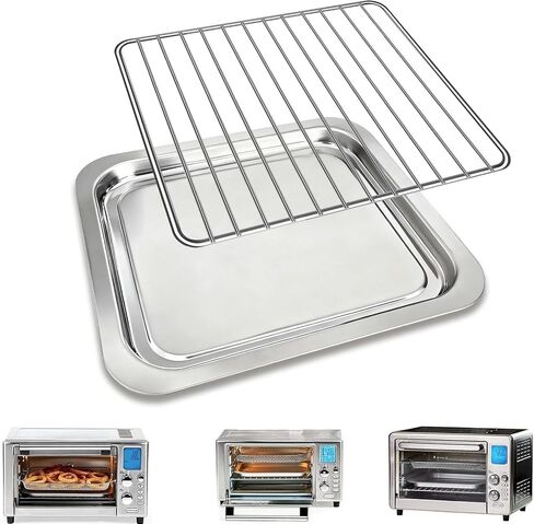 Air Fryer Replacement Parts for Emeril Lagasse Everyday 360 Air Fryer, Including 12''×10'' Stainless Steel Air Fryer Grill Pan Plate Tray and 12.4''×10'' Food-Grade Non-stick Wire Rack Accessories in Saudi Arabia