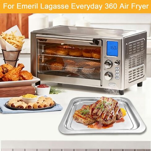 Air Fryer Replacement Parts for Emeril Lagasse Everyday 360 Air Fryer, Including 12''×10'' Stainless Steel Air Fryer Grill Pan Plate Tray and 12.4''×10'' Food-Grade Non-stick Wire Rack Accessories in Saudi Arabia