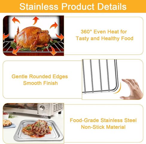 Air Fryer Replacement Parts for Emeril Lagasse Everyday 360 Air Fryer, Including 12''×10'' Stainless Steel Air Fryer Grill Pan Plate Tray and 12.4''×10'' Food-Grade Non-stick Wire Rack Accessories in Saudi Arabia