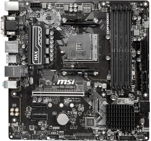 MSI ProSeries AMD Ryzen 2ND and 3rd Gen AM4 M.2 SATA 6Gb/s USB 3 DDR4 D-Sub DVI HDMI Micro-ATX Motherboard (B450M PRO-VDH Max) in Kuwait