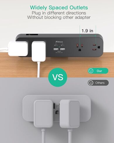 Mifaso Desk Clamp Power Strip 10FT, 40W USB C Fast Charging Station, Black in Kuwait