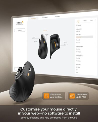ProtoArc EK01 Plus Backlit Full Size Wireless Ergonomic Keyboard Black and EM11 Pro Vertical Mouse with Side Scroll and 6 Programmable Buttons Black in Kuwait