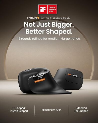 ProtoArc EK01 Plus Backlit Full Size Wireless Ergonomic Keyboard Black and EM11 Pro Vertical Mouse with Side Scroll and 6 Programmable Buttons Black in Kuwait