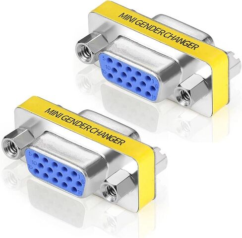 WOVTE DB9 Female to Female Mini Gender Changer Coupler Adapter Connector Pack of 2 (VGA/SVGA 9/9) in Kuwait