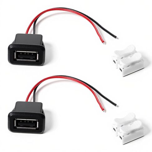 2 Pcs 2 Pin USB 2.0 Female Power Jack Pigtail Cable Charging in Kuwait