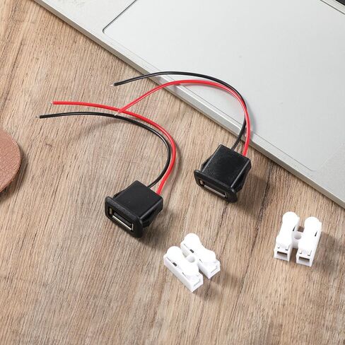 2 Pcs 2 Pin USB 2.0 Female Power Jack Pigtail Cable Charging in Kuwait