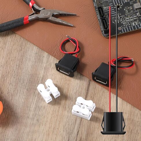 2 Pcs 2 Pin USB 2.0 Female Power Jack Pigtail Cable Charging in Kuwait