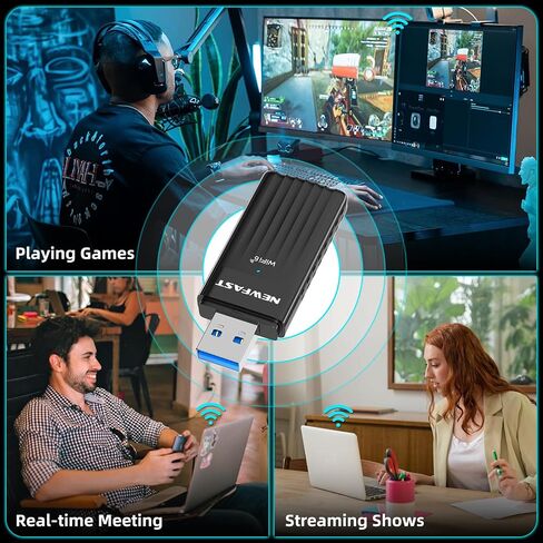 NEWFAST WiFi 6 USB Adapter for Desktop PC U351,AX3000 Wireless Network Adapter,Dual Band USB 3.0 WiFi Dongle Adapter Support MU-MIMO,Beamforming, WPA3,Compatible with Windows 10/11,Portable Design in Kuwait