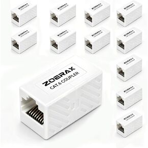 12-Pack Cat6 Ethernet Coupler 10Gbps – RJ45 Female to Female Adapter, Inline Extender for Network Cable, Unshielded Keystone Jack Replacement, White, Compatible with Cat6/Cat5e/Cat5 in Saudi Arabia