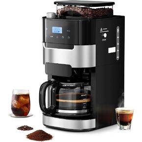 Drip Coffee Maker with Built In Grinder, 10-Cup Grind and Brew Coffee Machine Fully Automatic, Programmable with Brew Strength, Permanent Filter, Glass Carafe, 50oz Water Tank, Ideal for Home/Office in Kuwait