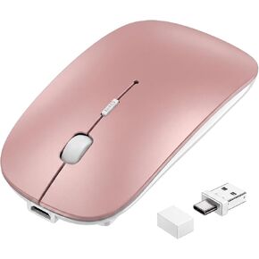Wireless Bluetooth Mouse for Mac Air MacBook Pro Laptop PC Pad Optical Rechargeable Silent Mouse with Jiggler Mode Dual Mode Switch Bluetooth 5.2/3.0 and 2.4G USB-A & USB-C Receiver DarkBlack in Kuwait