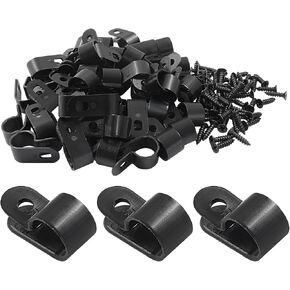 Hordion 50 Pack 3/8 Inch R-Type Cable Clips Cable Clamp Black Mounting Clip in Kuwait