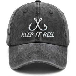 Keep It Reel Embroidery Washed Fishing Cap For Men Outdoor Dad Fish Gift in Kuwait