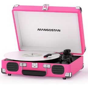 Pink Bluetooth Record Player, 3-Speed Suitcase Turntable in Kuwait