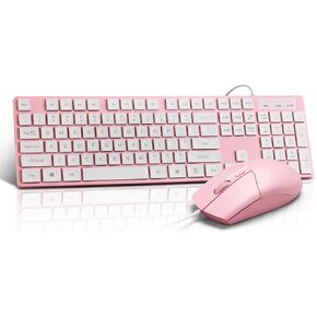 Wired Keyboard and Mouse Combo, Full-Sized Ergonomic Computer Keyboard and Optical Wired Mouse for Windows, Mac OS Desktop/Laptop/PC-Black in Kuwait