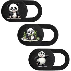 3 Pcs Webcam Cover Slide, Ultra-Thin Camera Privacy Cover for Laptop Desktop Computer Smartphone Tablet to Protect Your Privacy and Security, Panda Design (Black) in Kuwait