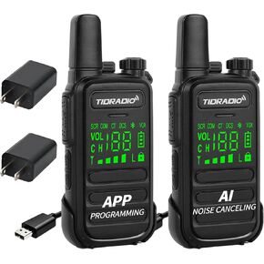 TIDRADIO M11 Plus FRS Walkie Talkies Long Range,Bluetooth Programming & AI Noise Canceling,NOAA,VOX,License-Free Handheld Two-Way Radios with USB-C Charging,for Business Hotel Construction Outdoor in Kuwait
