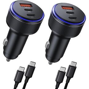 USB-C Car Charger, 3-Port 90W Fast Car Charger, Dual USB-C & USB-A Car Power Adapter, PD3.0 & QC3.0 Fast Charging for iPhone 17/16/15/14/13Pro Max, iPad, MacBook and More in Kuwait