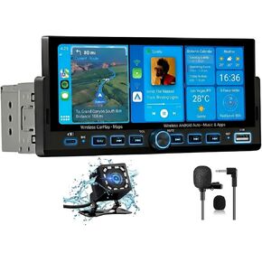 Single Din Radio Car Stereo with Wireless CarPlay & Android Auto in Kuwait