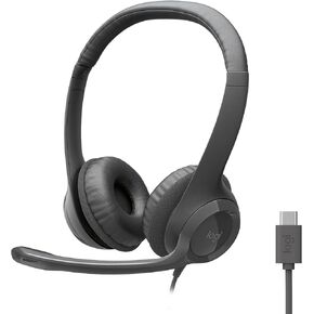 Logitech H391 Wired Headset for PC/Laptop, Stereo Headphones with Noise Canceling Microphone, USB-C, in-Line Controls, Works with Chromebook - Graphite (Pack of 12) in Saudi Arabia