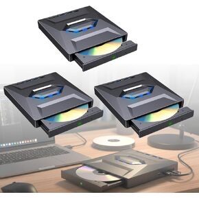 External Blu-ray Drive,5-in-1 USB-C (5Gbps) Portable CD/DVD Burner for Laptop, Rewriter with SD/TF Card Slots and 2 USB Hubs, Blu-ray Player Compatible with Windows 11/10/Mac/Linux Desktop PC (3 sets) in Kuwait