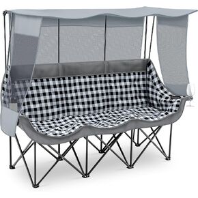 Teenyyou 3 Person Camping Chair with Canopy, 700lbs Heavy Duty, Black in Kuwait