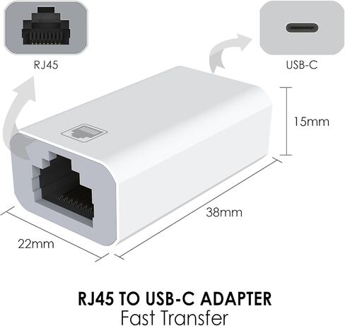 USB C to RJ45 Ethernet Adapter, Gigabit 100Mbps Network LAN Converter, USB-C Female to RJ45 Female Wired Ethernet Hub for Laptop PC Tablet, White in Saudi Arabia