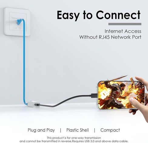 USB C to RJ45 Ethernet Adapter, Gigabit 100Mbps Network LAN Converter, USB-C Female to RJ45 Female Wired Ethernet Hub for Laptop PC Tablet, White in Saudi Arabia